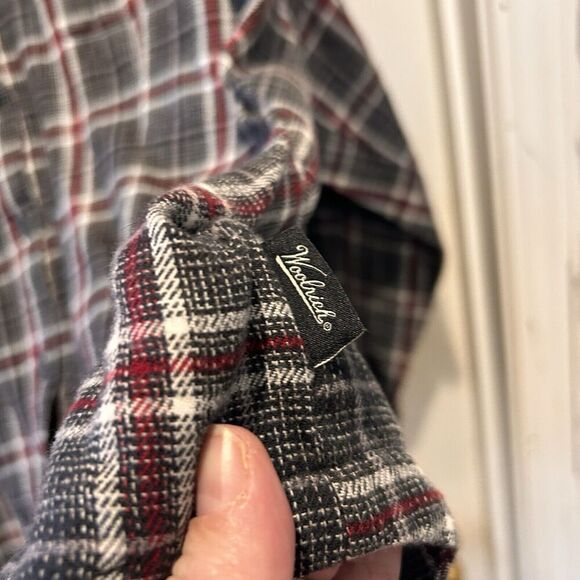 Woolrich Cotton Flannel Plaid Onyx Red, White and Black Button Down Women's XL - Picture 3 of 7